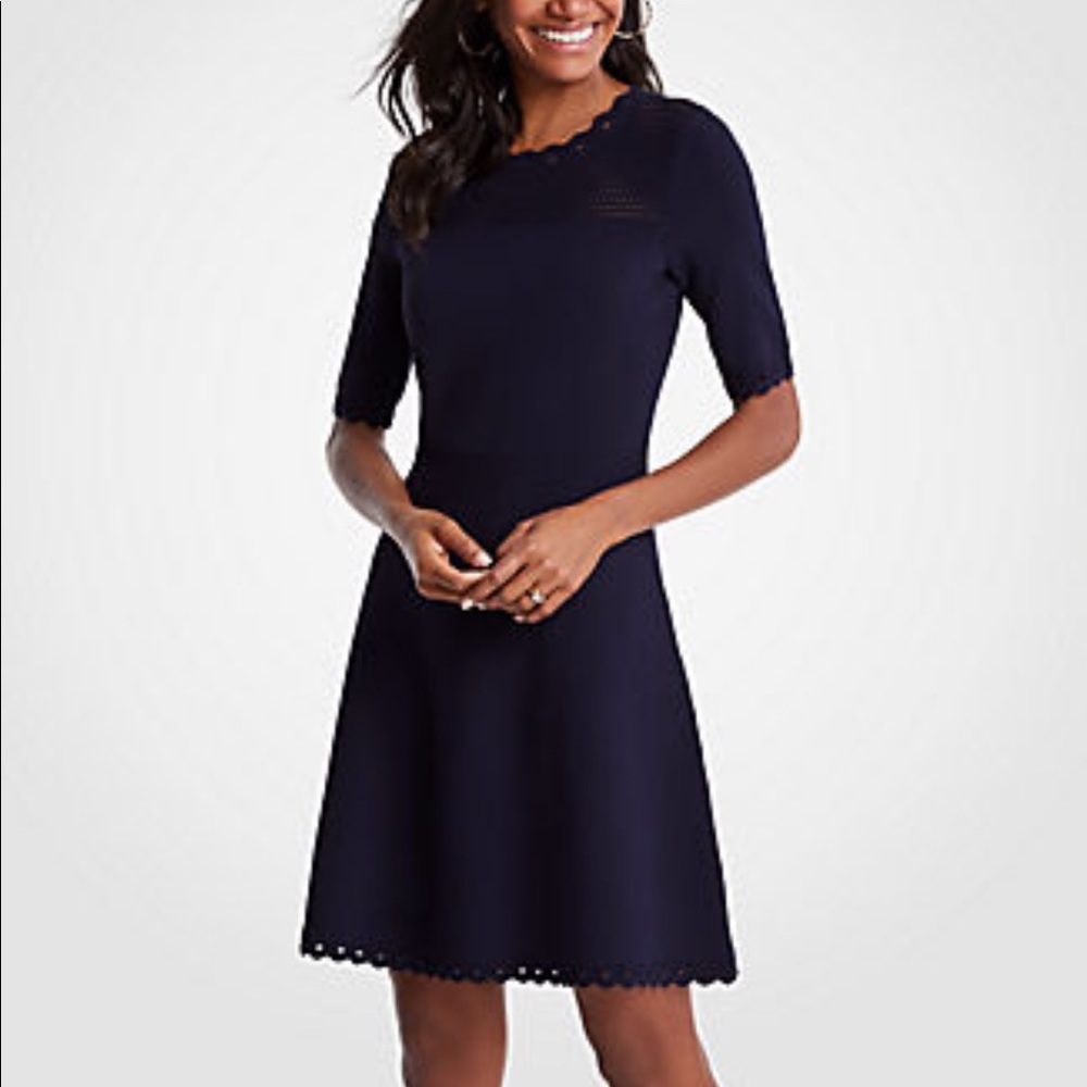 ANN TAYLOR Cutout Flare Sweater Dress In Night Sky NWT
